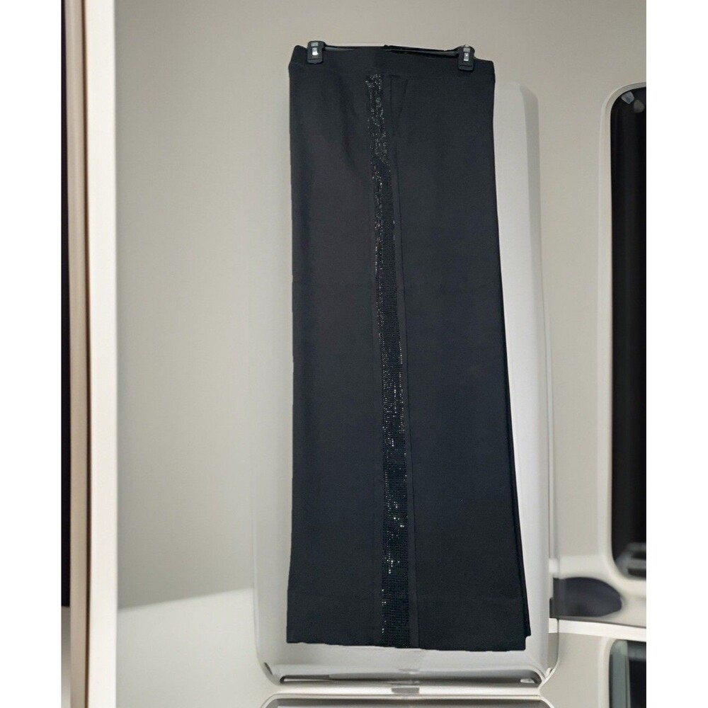 Magaschoni Dress Pant With Sparkling Side Stripe Wide Leg Size L